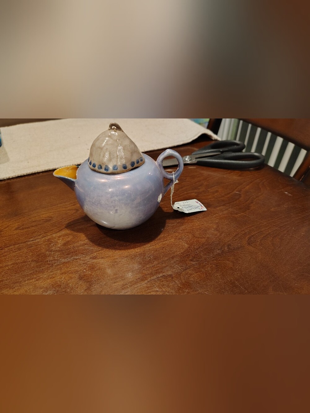 Handcrafted Shofu Japan Light Blue Ceramic Teapot with Yellow Spout Accent
